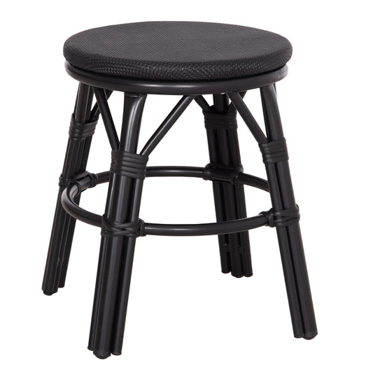 ALUMINUM ROUND STOOL CHINO HM6285.02 BAMBOO LOOK & TEXTILENE IN BLACK Φ36x46Hcm. image 1