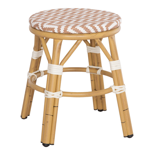 ALUMINUM ROUND STOOL CHINO HM6285.04 BAMBOO LOOK-TEXTILENE WHITE & BROWN Φ36x46Hcm. image 1