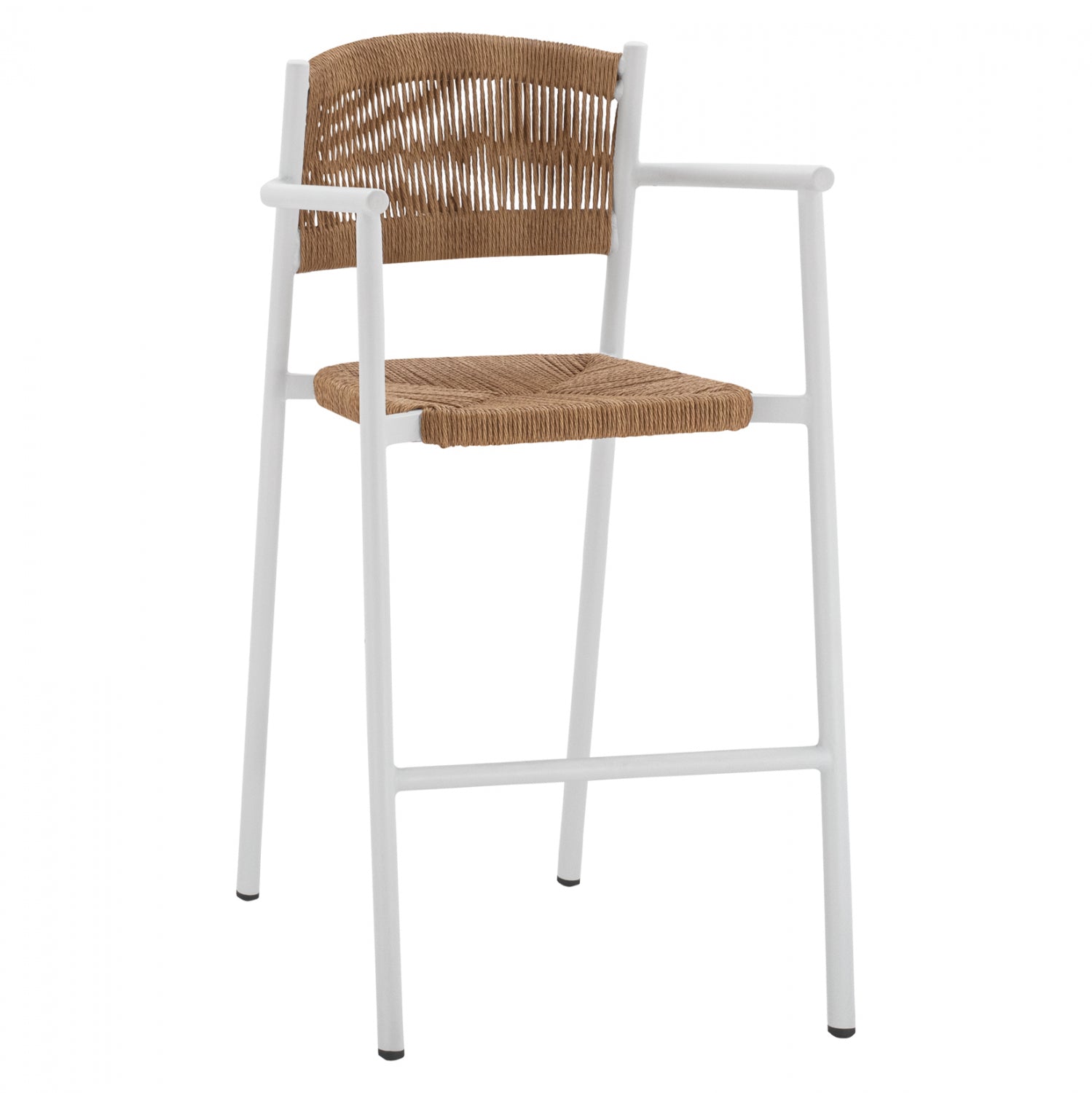 ALUMINUM STOOL WHITE WITH ROPE BEIGE HM5785.01 56x59x107 cm. image 1