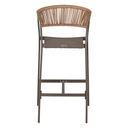 BAR STOOL ALUMINUM WITH ARMS CHAMPAGNE PE RATTAN TEXTLINE WHITE 56x58x105Hcm.HM5892.03