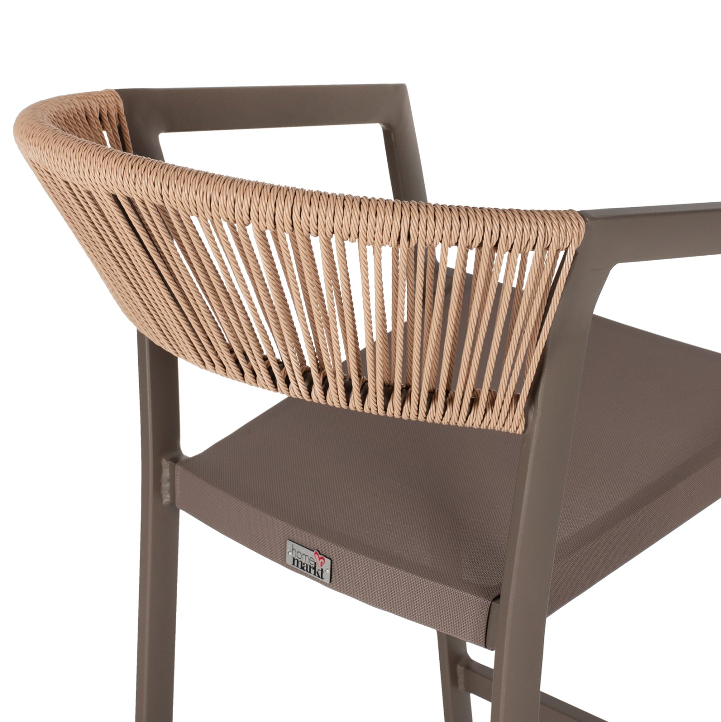 BAR STOOL ALUMINUM WITH ARMS CHAMPAGNE PE RATTAN TEXTLINE WHITE 56x58x105Hcm.HM5892.03