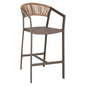 BAR STOOL ALUMINUM WITH ARMS CHAMPAGNE PE RATTAN TEXTLINE WHITE 56x58x105Hcm.HM5892.03 image 1
