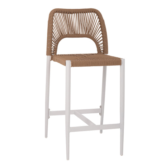 BAR STOOL MEDIUM HEIGHT NOJO HM5920.01 WHITE ALUMINUM--BEIGE SYNTHETIC RATTAN 40x55.5x99Hcm. image 1