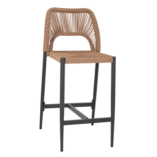 BAR STOOL MEDIUM HEIGHT NOJO HM5920.02 ANTHRACITE ALUMINUM--BEIGE SYNTHETIC RATTAN 40x55.5x99Hcm. image 1