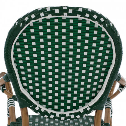 ALUMINUM STOOL BAMBOO LOOK WITH WICKER GREEN WHITE HM5794.01 56x60x126 cm.