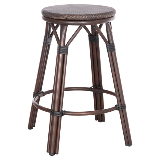 ALUMINUM MEDIUM HEIGHT BAR STOOL CHINO HM6286.01 BAMBOO LOOK & TEXTILENE IN BROWN 43x43x65Hcm. image 1