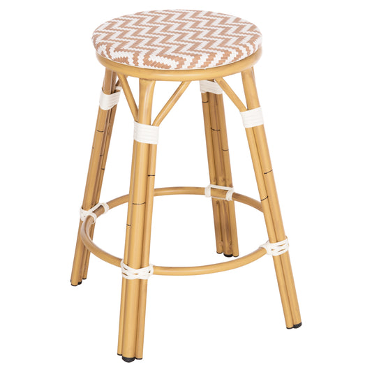 ALUMINUM MEDIUM HEIGHT BAR STOOL CHINO HM6286.04 BAMBOO LOOK IN NATURAL & TEXTILENE 43x43x65Hcm. image 1