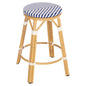 ALUMINUM MEDIUM HEIGHT BAR STOOL CHINO HM6286.05 BAMBOO LOOK & TEXTILENE IN BLUE 43x43x65Hcm. image 1