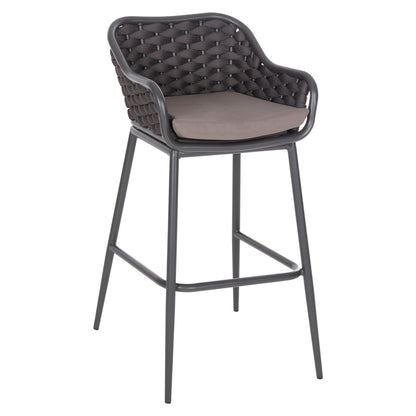 BAR STOOL ALUMINUM FRAME DARK GREY-ROPE BROWN 50x50x103Hcm.HM5862.01 image 1