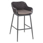 BAR STOOL ALUMINUM FRAME DARK GREY-ROPE BROWN 50x50x103Hcm.HM5862.01 image 1
