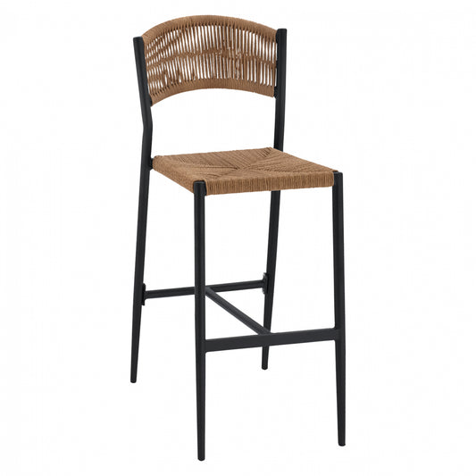 CHARCOAL ALUMINUM BAR STOOL WITH PE ROPE BEIGE HM5789.02 45,5x56x111 cm. image 1