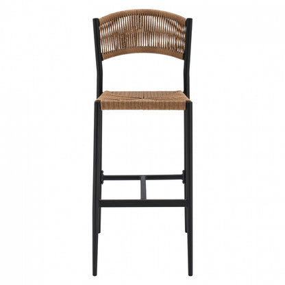 CHARCOAL ALUMINUM BAR STOOL WITH PE ROPE BEIGE HM5789.02 45,5x56x111 cm.