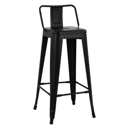 BAR STOOL WITH BACKREST MELITA-PRO HM8643.42 METAL IN MATTE BLACK 42x42x100Hcm. image 1