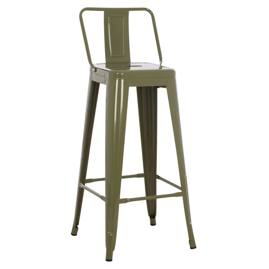 BAR STOOL WITH BACKREST MELITA-PRO HM8643.43 METAL IN DARK OLIVE GREEN 42x42x100Hcm. image 1