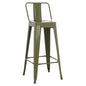 BAR STOOL WITH BACKREST MELITA-PRO HM8643.43 METAL IN DARK OLIVE GREEN 42x42x100Hcm. image 1