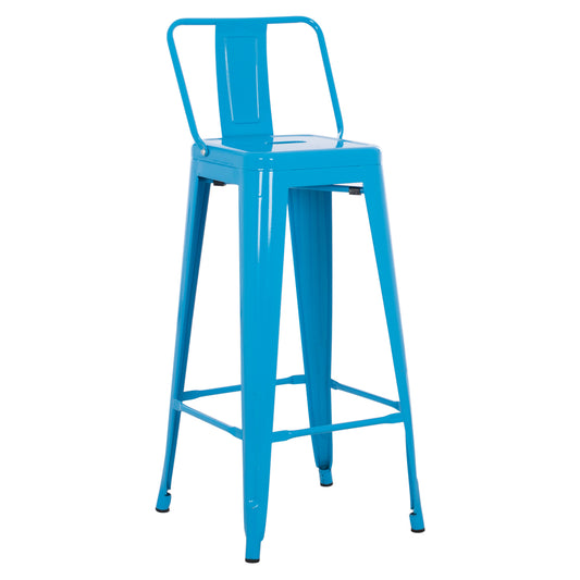 BAR STOOL WITH BACKREST MELITA-PRO HM8643.48 METAL IN BLUE 42x42x100Hcm. image 1