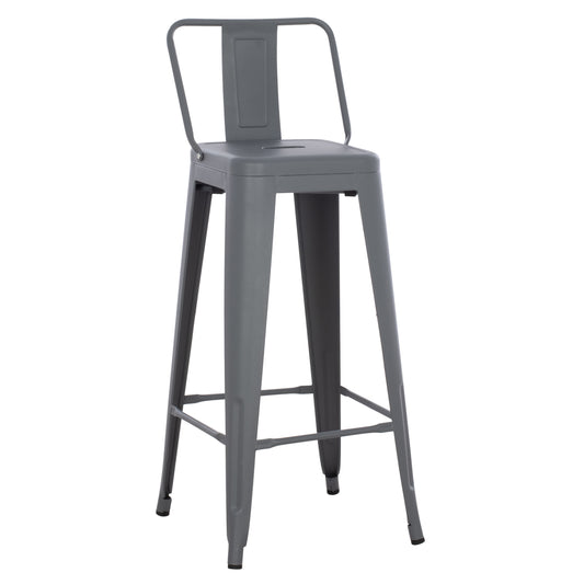 BAR STOOL WITH BACKREST MELITA-PRO HM8643.50 METAL IN GREY 42x42x100Hcm. image 1