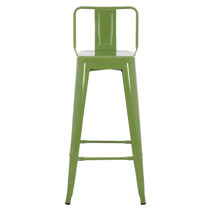 Σκαμπό Бар Μεταλλικό Melita с Άνετη Πλάτη σε Light Olive Green