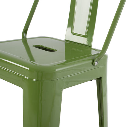 Σκαμπό Бар Μεταλλικό Melita с Άνετη Πλάτη σε Light Olive Green