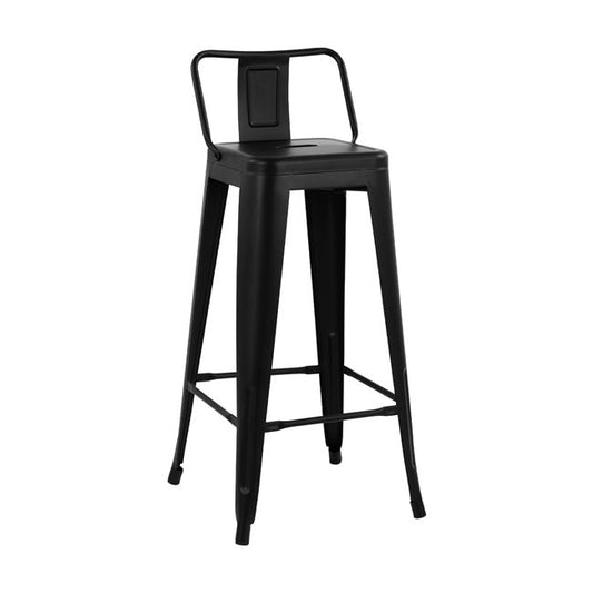 Bar Stool Metallic Melita with back Black matte 43x43x95cm HM8643.22 image 1