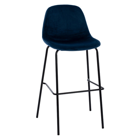 BLUE VELVET STOOL AND METAL FRAME HM8579.18 56,5x47x106 cm. image 1