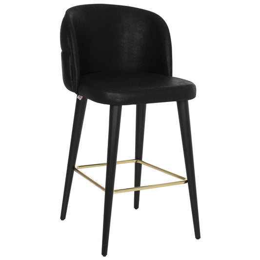 BAR STOOL MARCELLO PROFESSIONAL HM9280.14 NUBUCK-TYPE WOODEN BLACK 50x58x100Hcm. image 1