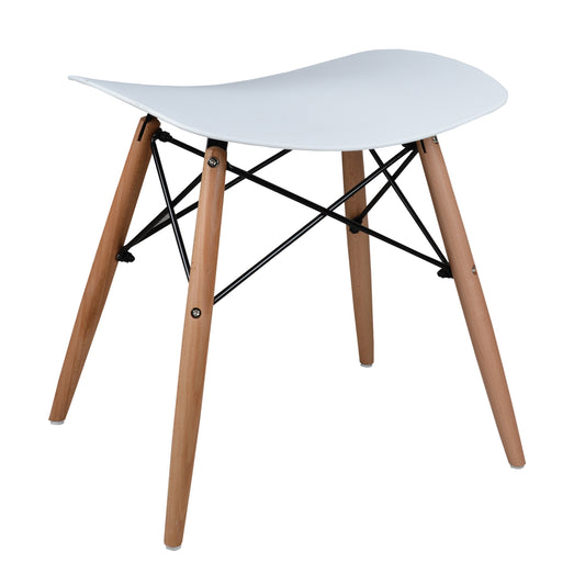 STOOL TONIA HM0109.01 BEECH WOOD LEGS-WHITE POLYPROPYLENE SEAT 47x34.5x46.5Hcm. image 1