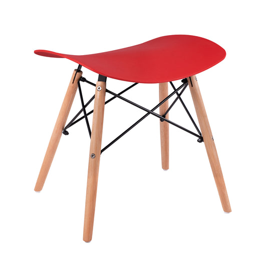 STOOL TONIA HM0109.04 BEECH WOOD LEGS-RED POLYPROPYLENE SEAT 46.5x35x47Hcm. image 1