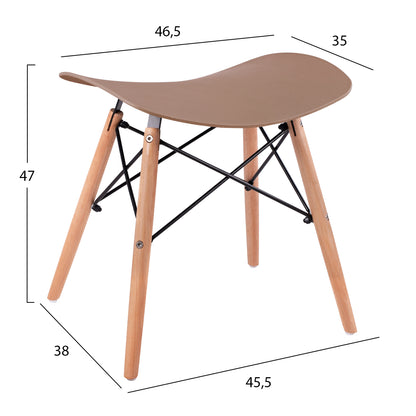 STOOL TONIA HM0109.25 BEECH WOOD LEGS-CAPPUCCINO POLYPROPYLENE SEAT 46.5x35x47Hcm.