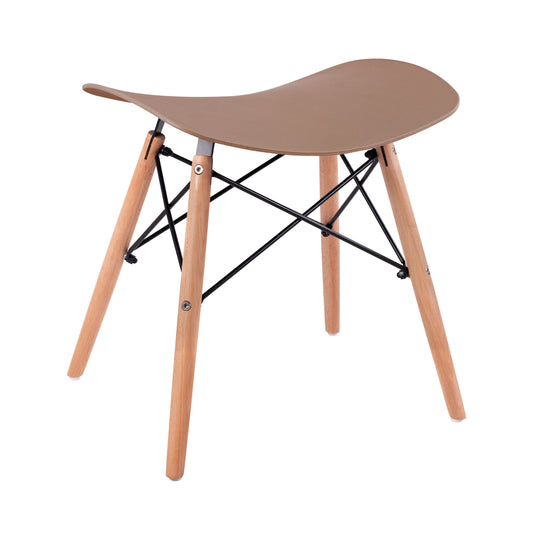 STOOL TONIA HM0109.25 BEECH WOOD LEGS-CAPPUCCINO POLYPROPYLENE SEAT 46.5x35x47Hcm. image 1