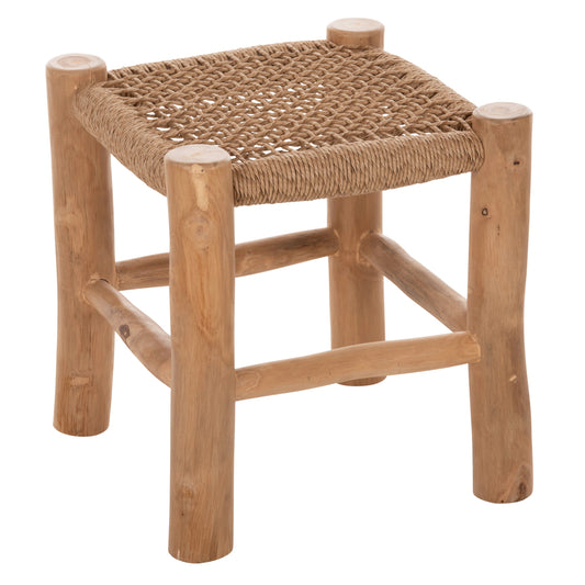 STOOL LONDER HM5987 TEAK WOOD AND SYNTHETIC RATTAN IN NATURAL 38x38x40.5Hcm. image 1