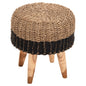 STOOL BEAM HM7827 TEAK WOOD AND SEAGRASS RUSH IN NATURAL & BLACK Φ43x45Hcm. image 1