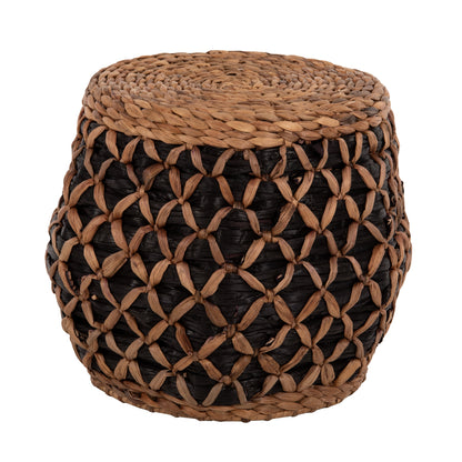 STOOL TEOFILO HM7869 IN NATURAL AND BLACK-HYDROHYACINTH MAT Φ43x38Hcm. image 1