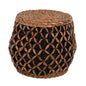 STOOL TEOFILO HM7869 IN NATURAL AND BLACK-HYDROHYACINTH MAT Φ43x38Hcm. image 1