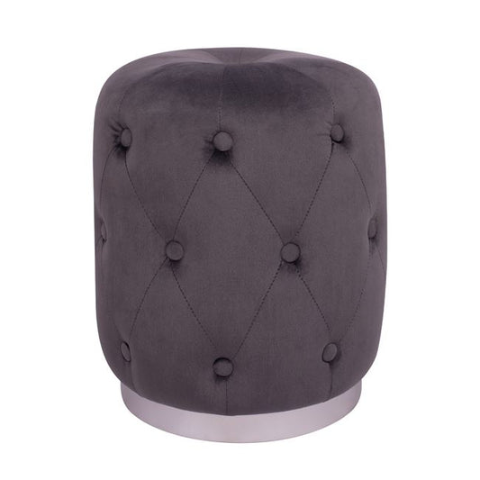 Velvet stool Torrie HM8405.01 grey with silver base ''37x46cm image 1
