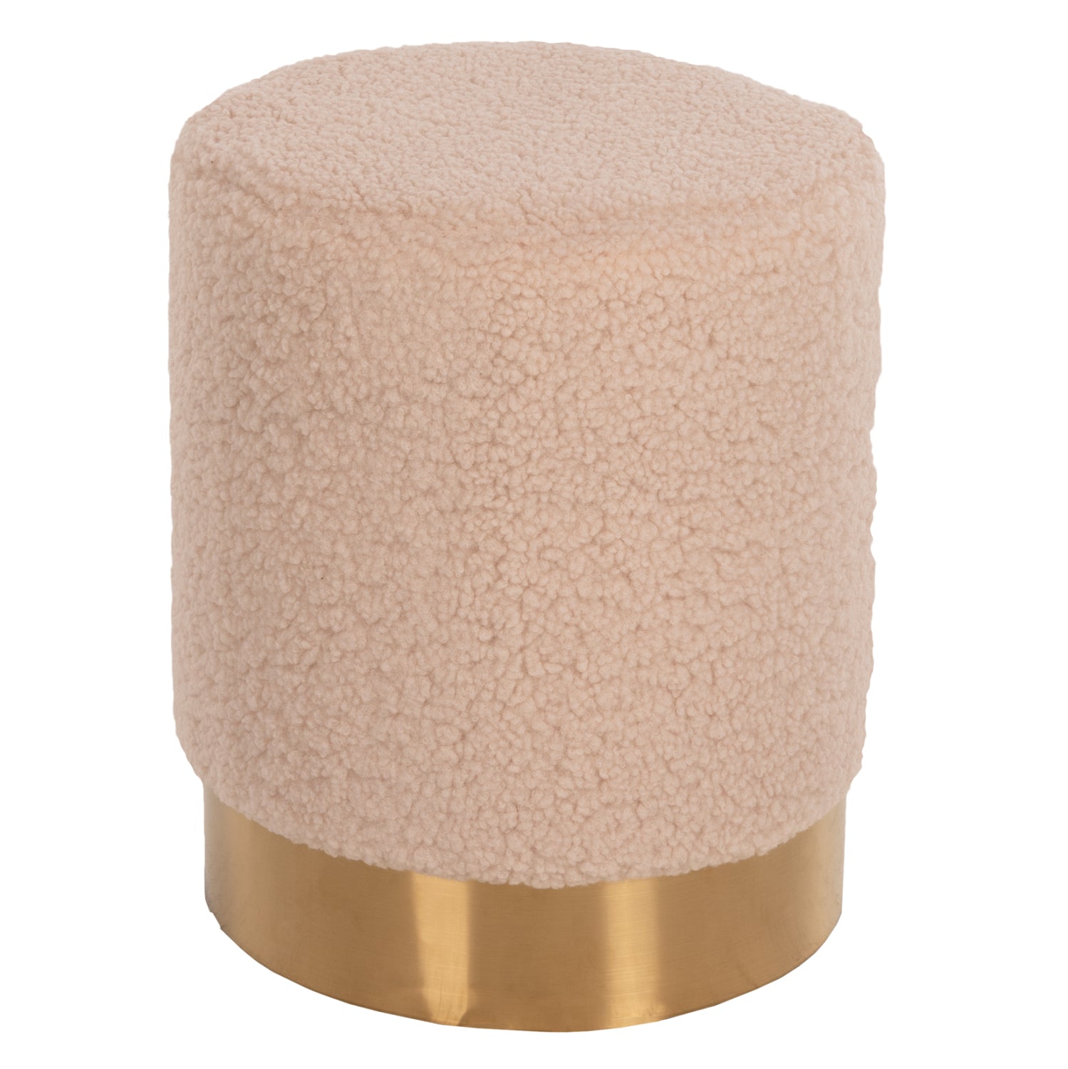 STOOL LEVY HM8408.20 BOUCLE FABRIC ECRU-GOLD BASE Φ35x42Hcm. image 1