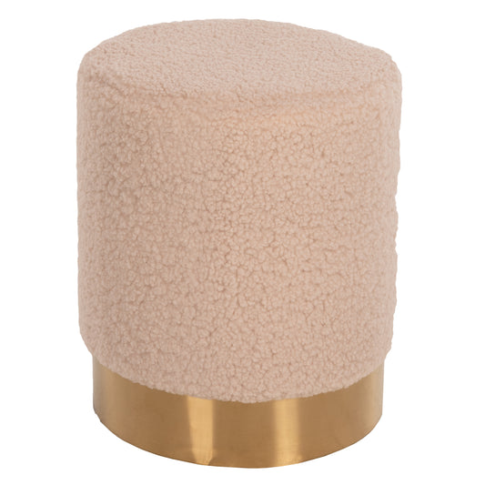 STOOL LEVY HM8408.20 BOUCLE FABRIC ECRU-GOLD BASE Φ35x42Hcm. image 1