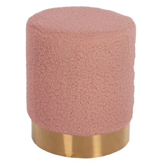 STOOL LEVY HM8408.22 BOUCLE FABRIC DUSTY PINK-GOLD BASE Φ35x42Hcm. image 1