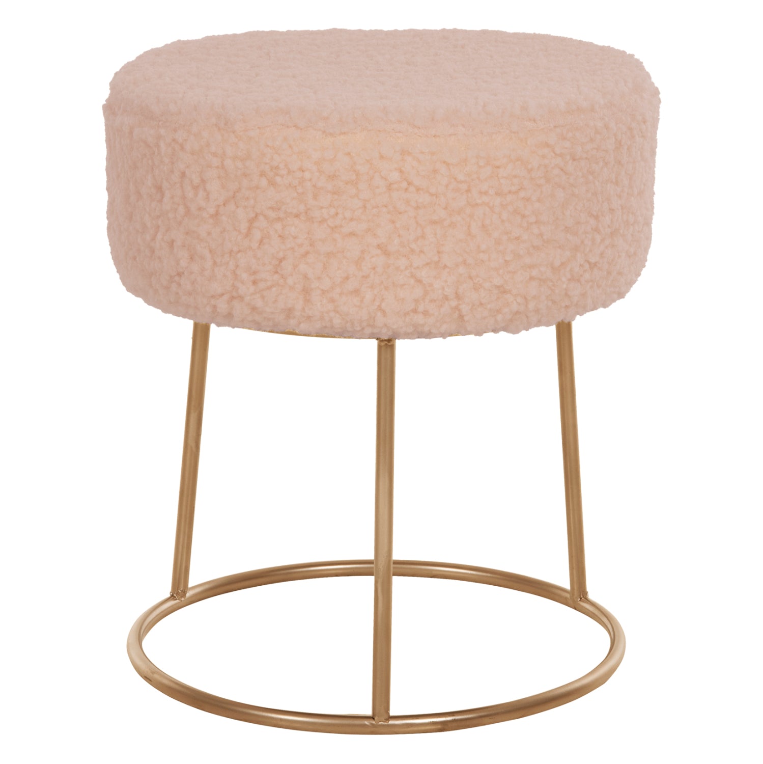 STOOL KARLO HM8411.20 ECRU BOUCLE FABRIC WITH GOLD BASE Φ35x41Hcm. image 1