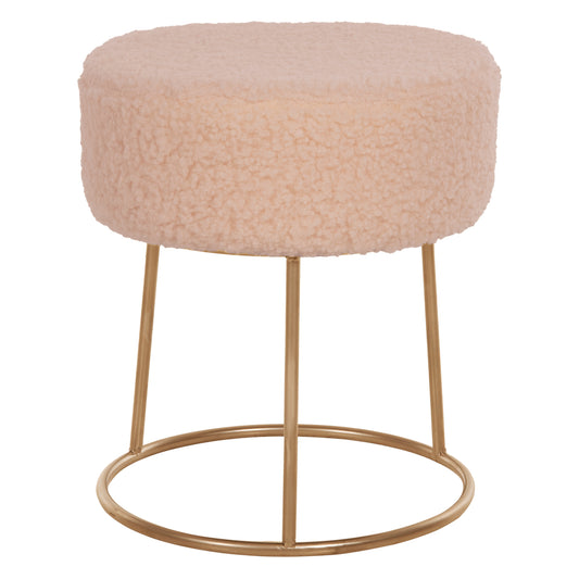 STOOL KARLO HM8411.20 ECRU BOUCLE FABRIC WITH GOLD BASE Φ35x41Hcm. image 1