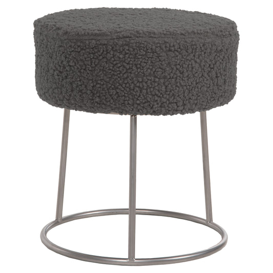 STOOL KARLO HM8411.21 GREY BOUCLE FABRIC WITH SILVER BASE Φ35x41Hcm. image 1