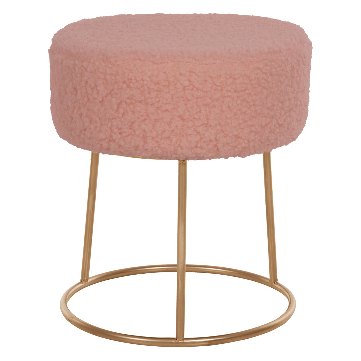 STOOL KARLO HM8411.22 DUSTY PINK BOUCLE FABRIC WITH GOLD BASE Φ35x41Hcm. image 1