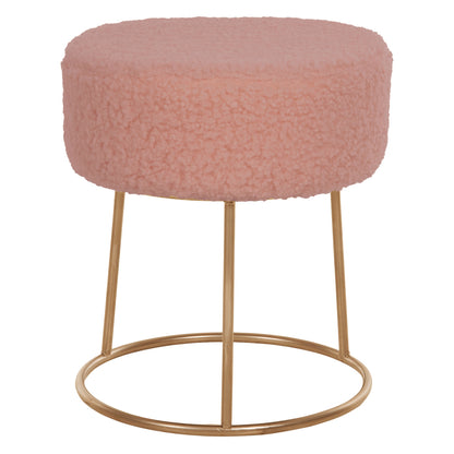 STOOL KARLO HM8411.22 DUSTY PINK BOUCLE FABRIC WITH GOLD BASE Φ35x41Hcm. image 1
