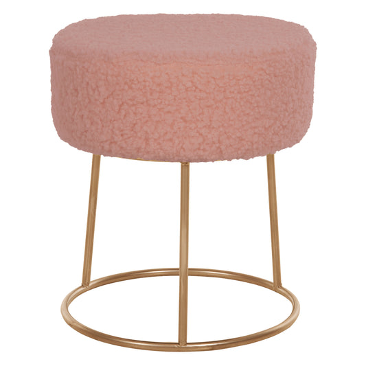STOOL KARLO HM8411.22 DUSTY PINK BOUCLE FABRIC WITH GOLD BASE Φ35x41Hcm. image 1