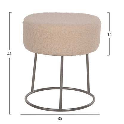 STOOL KARLO HM8411.23 WHITE BOUCLE FABRIC WITH SILVER BASE Φ35x41Hcm.