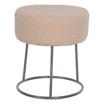 STOOL KARLO HM8411.23 WHITE BOUCLE FABRIC WITH SILVER BASE Φ35x41Hcm. image 1