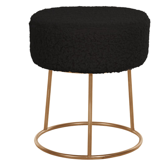 STOOL KARLO HM8411.24 BLACK BOUCLE FABRIC WITH GOLD BASE Φ35x41Hcm. image 1