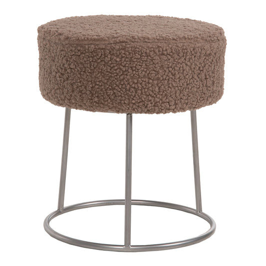 STOOL KARLO HM8411.25 LIGHT BROWN BOUCLE FABRIC WITH SILVER BASE Φ35x41Hcm. image 1
