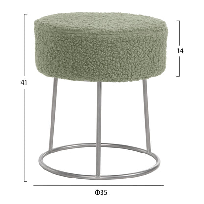 STOOL KARLO HM8411.27 PISTACHIO GREEN BOUCLE FABRIC WITH SILVER BASE Φ35x41Hcm.