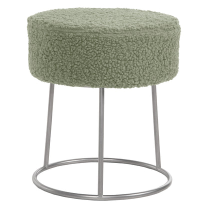 STOOL KARLO HM8411.27 PISTACHIO GREEN BOUCLE FABRIC WITH SILVER BASE Φ35x41Hcm. image 1